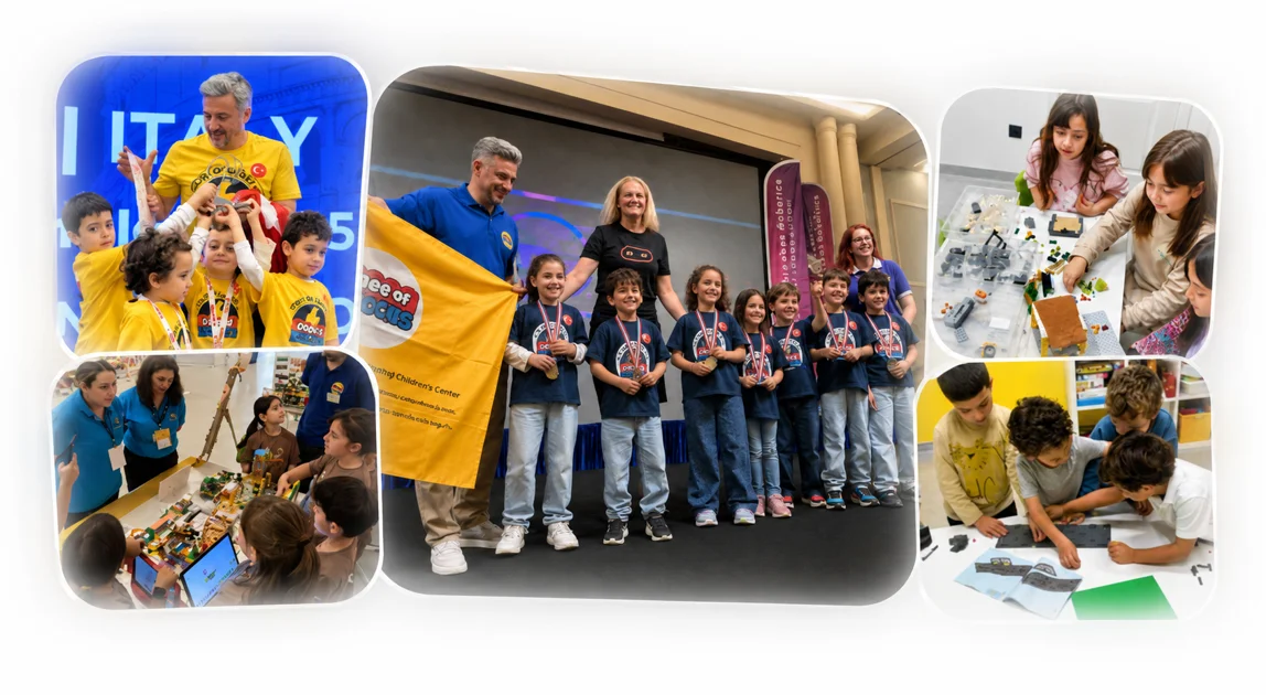 Children exploring math skills through robotics and coding at Code of Bricks in Istanbul