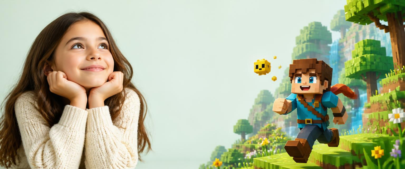 Minecraft dünyasını hayal eden çocuk
