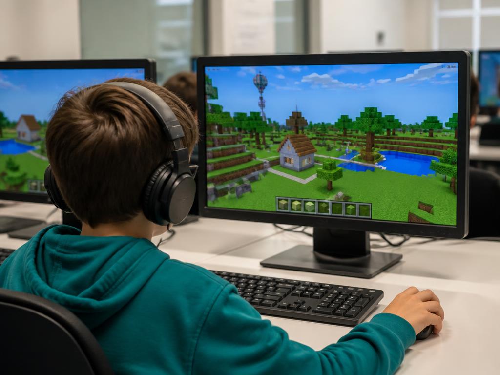 Minecraft Education kullanan çocuk